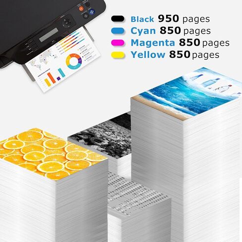 خرطوشة حبر 902XL متوافقة مع HP 902 XL (حزمة كومبو باللون الأسود 4) لـ HP902 مع OfficeJet 6978 6958 6968 6970 6960 6975 6962 6950 6954 6951 6956 6961 6963 6964 6966 سماوي أرجواني أصفر in Kuwait