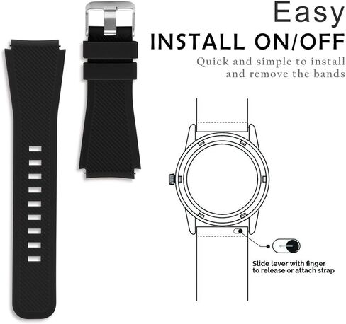 Diruite for Michael Kors Access Bradshaw Smart Watch 22mm Classic Silicone Band Strap for MKT5001/5004 - Black in Kuwait