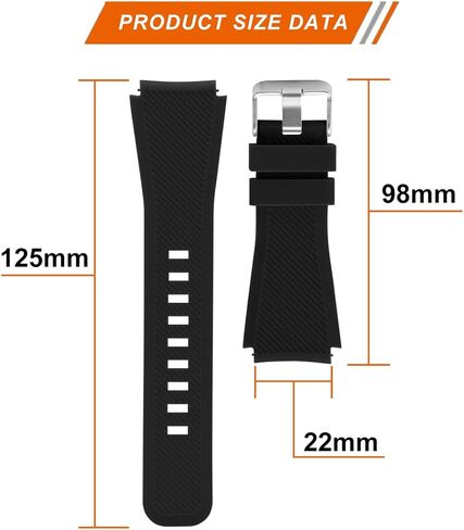 Diruite for Michael Kors Access Bradshaw Smart Watch 22mm Classic Silicone Band Strap for MKT5001/5004 - Black in Kuwait