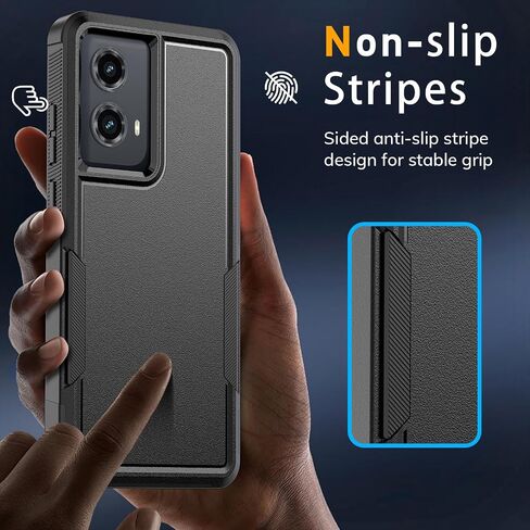 for Moto G 5G 2024 Case with HD Screen Protector, 10 FT Military Grade Drop Protection, Anti-Slip Breathable Design, Air Cushion Full-Body Protection Phone Case, Black in Saudi Arabia