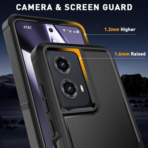 for Moto G 5G 2024 Case with HD Screen Protector, 10 FT Military Grade Drop Protection, Anti-Slip Breathable Design, Air Cushion Full-Body Protection Phone Case, Black in Saudi Arabia