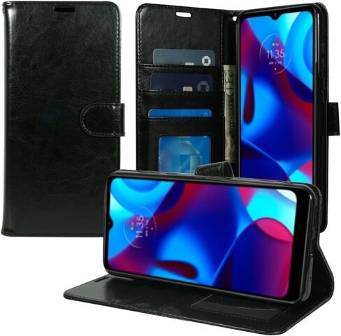 Zase Moto G Stylus (2023) 4G LTE Wallet Phone Case Professional Pouch Slim Fit Flip Folio PU Leather Magnetic Closure w/Kickstand ID Card Slot Strap Design for Motorola G Stylus 2023 (Luxury Black) in Saudi Arabia
