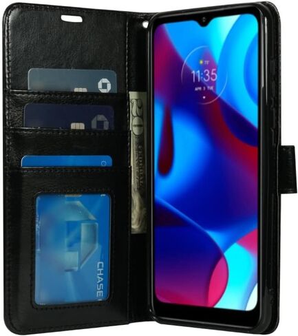 Zase Moto G Stylus (2023) 4G LTE Wallet Phone Case Professional Pouch Slim Fit Flip Folio PU Leather Magnetic Closure w/Kickstand ID Card Slot Strap Design for Motorola G Stylus 2023 (Luxury Black) in Saudi Arabia