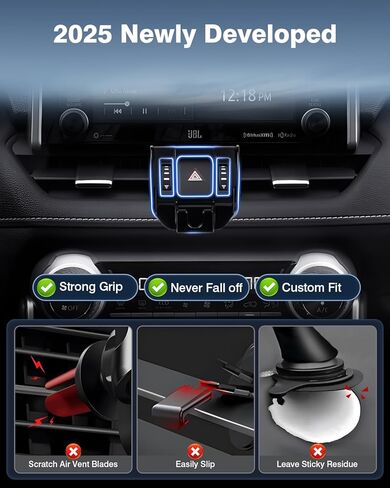 حامل هاتف خلوي لسيارة Toyota RAV4 2019-2024، حامل هاتف للسيارة لسيارة Toyota RAV4 شاحن سيارة لاسلكي بمشبك تلقائي 15 وات حامل هاتف بفتحة تهوية مع كابل USB-C in Kuwait
