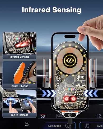 حامل هاتف خلوي لسيارة Toyota RAV4 2019-2024، حامل هاتف للسيارة لسيارة Toyota RAV4 شاحن سيارة لاسلكي بمشبك تلقائي 15 وات حامل هاتف بفتحة تهوية مع كابل USB-C in Kuwait