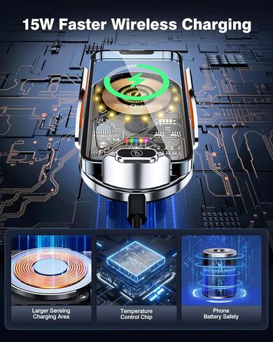 حامل هاتف خلوي لسيارة Toyota RAV4 2019-2024، حامل هاتف للسيارة لسيارة Toyota RAV4 شاحن سيارة لاسلكي بمشبك تلقائي 15 وات حامل هاتف بفتحة تهوية مع كابل USB-C in Kuwait