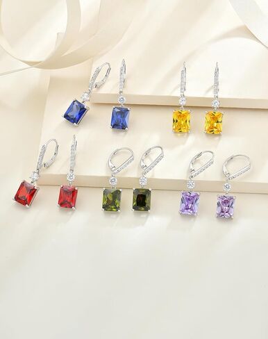YL 10x8mm Dangle Earrings for Women Sterling Silver Leverback Earrings Cushion Cut Created Birthstone Jewelry Gifts in Saudi Arabia