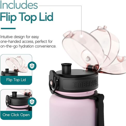 Embrava Best Sports Water Bottle - 32oz Large - Fast Flow, Flip Top Leak Proof Lid w/One Click Open - Non-Toxic BPA Free & Eco-Friendly Plastic in Kuwait