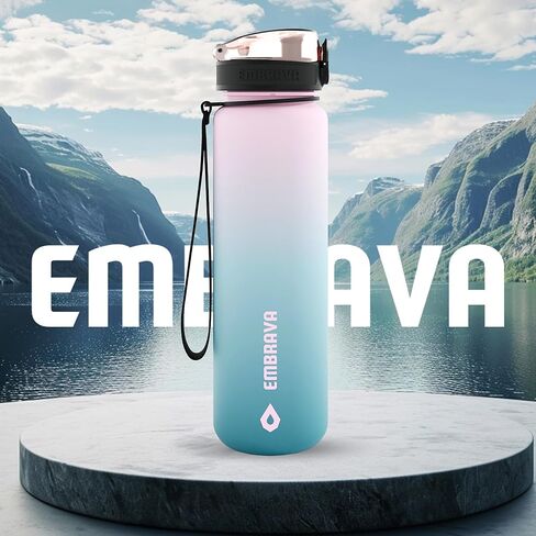 Embrava Best Sports Water Bottle - 32oz Large - Fast Flow, Flip Top Leak Proof Lid w/One Click Open - Non-Toxic BPA Free & Eco-Friendly Plastic in Kuwait