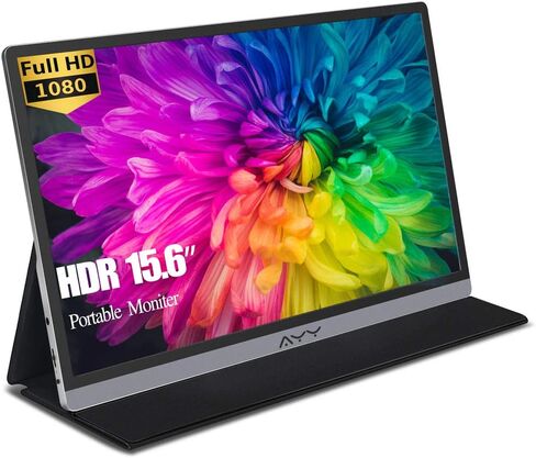 شاشة محمولة AYY مقاس 15.6 بوصة، دقة Full HD 1080P IPS، 60 هرتز، استجابة 1 مللي ثانية، رفيعة للغاية، USB-C وMini-HDMI، حامل قابل للتعديل، مكبرات صوت مدمجة، مثالية للألعاب والسفر in Saudi Arabia