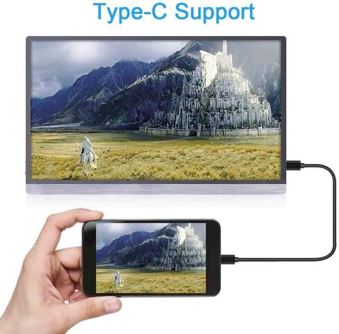شاشة محمولة AYY مقاس 15.6 بوصة، دقة Full HD 1080P IPS، 60 هرتز، استجابة 1 مللي ثانية، رفيعة للغاية، USB-C وMini-HDMI، حامل قابل للتعديل، مكبرات صوت مدمجة، مثالية للألعاب والسفر in Saudi Arabia