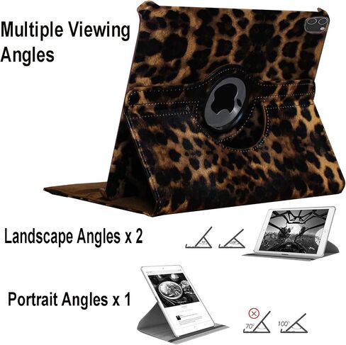 حافظة لجهاز iPad Pro 12.9 الجيل السادس والخامس والرابع والجيل الثالث، غطاء دوار ذكي للاستيقاظ/النوم التلقائي للطراز A2436 A2764 A2437 A2378 A2379 A2461 A2229 A2069 A2232 A1876 A2014 A1895، ليوبارد in Saudi Arabia