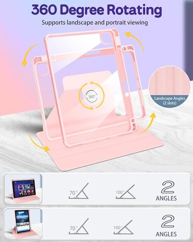 حافظة لجهاز iPad Pro 13 بوصة M4 2024 - للنساء والفتيات والأطفال غطاء فوليو لطيف مع حامل قلم رصاص بتصميم فراولة جرلي وحامل دوار لجهاز iPad Pro 13 بوصة 2024 (A2925 A2926 A3007) in Kuwait