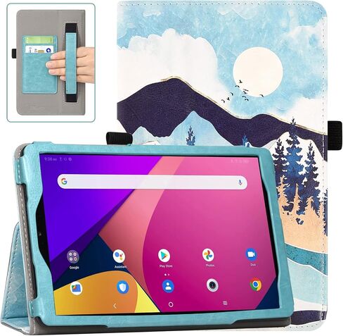 حافظة DMLuna لجهاز TCL Tab 8 SE (الموديل: 6048E) / 8 Plus (الموديل: 9138S)، 2024/8 LE Tablet (الموديل: 9137W) 2023، غطاء حامل من جلد البولي يوريثان الفاخر مع حزام يد/فتحة للبطاقة، زهر اللوز in Saudi Arabia