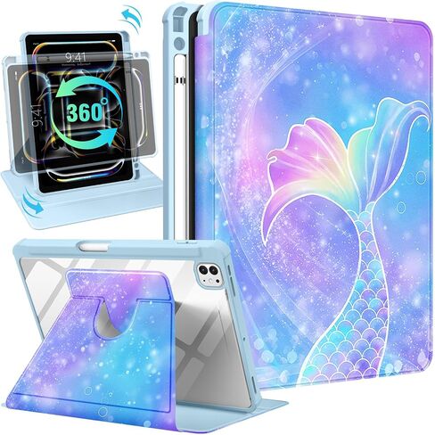 حافظة لجهاز iPad Pro 13 بوصة M4 2024 - للنساء والفتيات والأطفال غطاء فوليو لطيف مع حامل قلم رصاص بتصميم فراولة جرلي وحامل دوار لجهاز iPad Pro 13 بوصة 2024 (A2925 A2926 A3007) in Kuwait