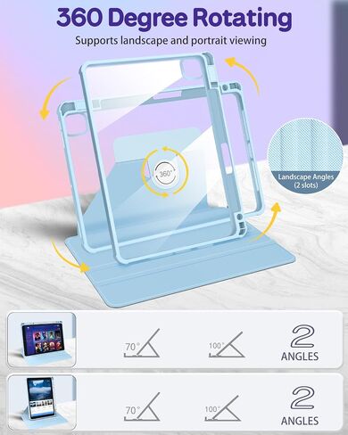 حافظة لجهاز iPad Pro 13 بوصة M4 2024 - للنساء والفتيات والأطفال غطاء فوليو لطيف مع حامل قلم رصاص بتصميم فراولة جرلي وحامل دوار لجهاز iPad Pro 13 بوصة 2024 (A2925 A2926 A3007) in Kuwait