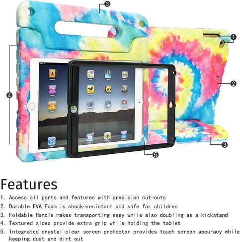 حافظة HDE لجهاز iPad 9.7 بوصة 2018/2017 للأطفال غطاء صلب مقاوم للصدمات ومقبض مع واقي شاشة مدمج لجهاز Apple Education iPad الجديد 9.7 بوصة (الجيل السادس) / الجيل الخامس iPad 9.7 in Kuwait