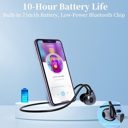 Open-Ear Air Conduction Wireless Headphones,Open Ear Earbuds,Non-in-Ear Style,Ergonomic Comfort,10H Battery,Sweatproof,Sport Headphones for iPhone, Android Phones,PC,Black in Saudi Arabia