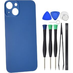Back Glass for iPhone 13 A2633 A2482 A2631 Replacement with Pre cut Adhesive - 6.1" Blue