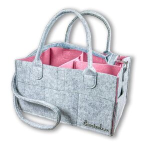 SimbaLux Baby Diaper Caddy Organizer: Large Nursery Storage Bin| Portable Car & Travel Storage Caddy Tote for Diapers, Wipes & Toys| Stylish Felt Nursery Bag for Boys & Girls in Kuwait