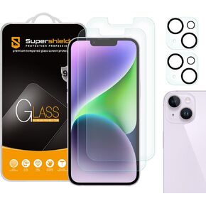 (2 Pack) Supershieldz Anti Glare (Matte) Tempered Glass Screen Protector Designed for iPhone 14 (6.1 inch) + Camera Lens, Anti Fingerprint, Anti Scratch, Bubble Free
