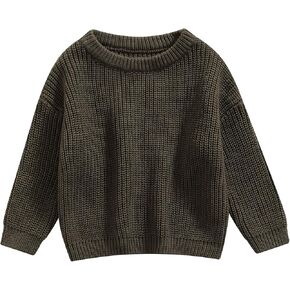 Toddler Baby Girls Boys Oversized Sweater Fall Winter Clothes Long Sleeve Crew Neck Candy Color Knitted Pullover Tops