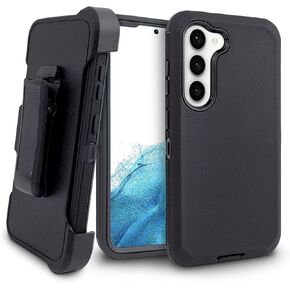 for Samsung Galaxy S23 Phone case, Built in Screen Protector, Heavy Duty Hard Shockproof Armor Protector Case Cover with Belt Clip Holster (Camo Green)