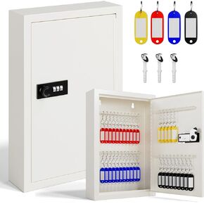 Combination Key Lock Box - 40 Pcs Keys, Key Holder Wall Mount with Label Tags for Home, Office, Garage, Apartment, Hospital, Government, School, 2.52" D x 8.03" W x 12.2" H