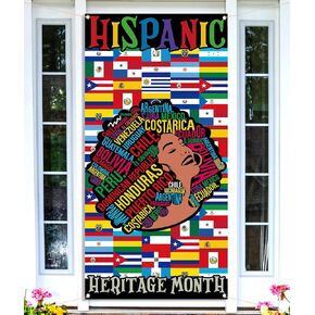 Nepnuser Hispanic Heritage Month Door Cover Latino 21 Countries Culture Decoration Women Backdrop Spanish School Classroom Door Hanging Banner