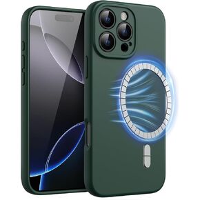 JETech Magnetic Silicone Case for iPhone 16 Pro 6.3-Inch, Compatible with MagSafe, Silky Soft Touch, Shock Absorbing Phone Cover with Camera Lens Full Protection (Black)