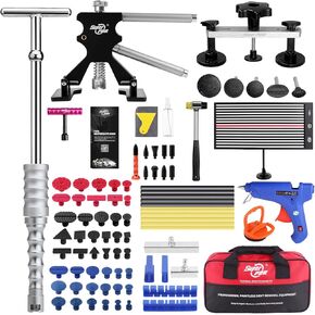 Super PDR Dent Remover Tool for Car, Paintless Dent Removal Kit with Adjustable Width Bridge Puller, Dent Lifte, T-Bar, PDR Light, Slide Hammer for Car Dent Remover,Small & Large Hail Dent