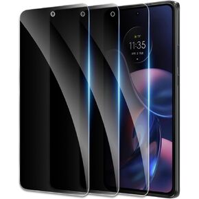 Privacy Screen Protector for Motorola Moto Edge 2022 5G, Shatterproof Tempered Glass Accessories, Anti Spy Tempered Glass Film, Case Friendly Ultra Resistant 9H Hardness Anti-Glare HD Black -3 Pack