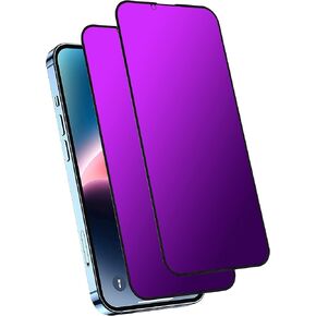 Compatible with iphone 13 Pro and compatible with iphone 14 / 13 Privacy screen protector 2 Pack Gradient Colorful Mirror Tempered Glass anti Blue light eye protection Anti-Spy(Purple 6.1