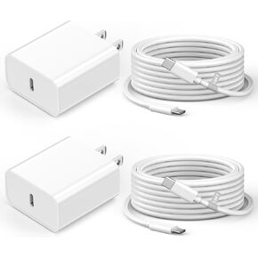iPhone 16 15 Pro Charger Fast Charging, 2 Pack 20W USB C Fast Charger Block with 10FT Long USB C Charging Cable for iPhone 16/16 Plus/16 Pro/16 Pro Max/15/15 Plus/15 Pro/15 Pro Max, iPad Pro/Air/Mini