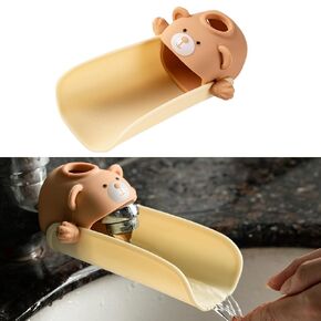 Faucet Extender for Kids, Sink Faucet Extender with Temperature Sensitive for Toddlers, Children Hand Face Washing Water Spout Extension for Bathroom Kitchen (Brown)