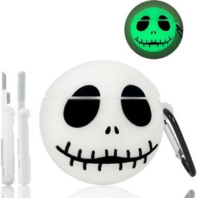 [Glow in The Dark] for AirPods Case Cover with Cleaner Kit, Soft Silicone Shell Protective Compatible with AirPods 2nd/1st Generation Case, Funny Cool Skull AirPods 2/1 Case for Women Men Girls Boys