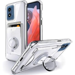 Shields Up for Moto G Play 2023 Case, Moto G Power 2022 Case, Moto G Pure Case, Minimalist Wallet Case with Card Holder & Ring Stand, Drop Protection Slim Cover for Motorola Moto G Play 2023 - Clear