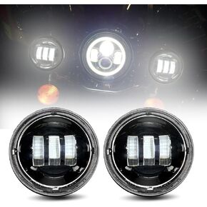2 قطعة مصابيح ضباب LED مقاس 4.5 بوصة، ضوء مرور LED للدراجات النارية، لمبة إضاءة مساعدة Davidson Electra Glide Road King Heritage Softail، مصباح قيادة Dot المعتمد (ضوء كهرماني)