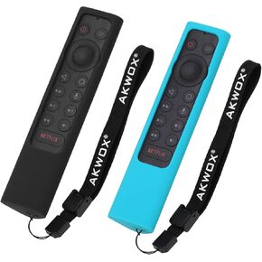 حافظة حماية عن بعد من AKWOX مكونة من قطعتين لسلسلة أجهزة التحكم عن بعد NVIDIA Shield TV Pro/4K HDR، جلد سيليكون خفيف الوزن مقاوم للصدمات ومضاد للانزلاق مع حزام يد - أسود أزرق in Kuwait