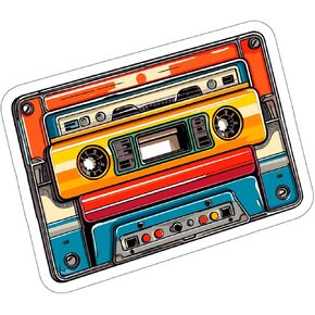 Retro Cassette Tape Sticker Vintage Souvenir Decal Vinyl Small Waterproof Bottle Mug Passport Book Scrapbook Notebook Laptop Tumbler Skateboard Computer Phone Size 4" Gift ID44990