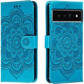 for Google Pixel 6 Pro Case Wallet with Card Holder Kickstand Magnetic Soft Leather Flip Fold Case for Google Pixel 6 Pro Cover (Blue)