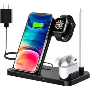 Wireless Charging Station - 4 in 1 Wireless Charger Charging Stand Compatible with iPhone 14 Plus Pro max 13 Pro max 12 Pro max SE 11pro X XR Xs Max 8 Plus - Apple Watch Series AirPods 1 2 3 Pro
