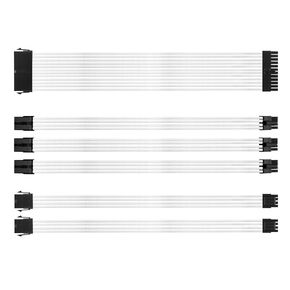 18AWG PSU Cable Extension Kits, Power Supply Mod Sleeve Extension Cable, 24Pin ATX Cable，2x8Pin（4+4） EPS Cable，3X 8Pin（6+2） PCI-E for PSU Cable (White)
