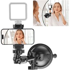 SOH Mirror Shower Phone Holder Mount for TikTok/Video/Selfies，Suction Cup Phone Mount for Window，Hands-Free Suction Cup Phone Wall Mount Stand，Mirror Phone Mount Suction, Car Suction Cup Phone Mount