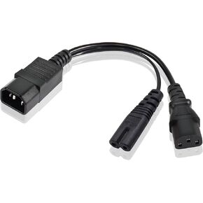 GINTOOYUN IEC320 C14 to C13+C7 Y Splitter Power Cord, 1FT C14 Male to C13+C7 Female AC Power Extension Adapter Cable for PDU, UPS, Servers, and Switches,etc. 30cm