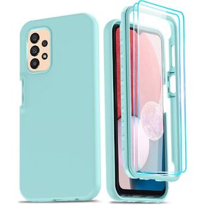 LeYi for Samsung Galaxy A13 5G Phone Case: Galaxy A13 5G Case with [2 x Tempered Glass Screen Protector], Full-Body Shockproof Soft Liquid Silicone Protective Phone Case for Samsung A13 5G, Mint
