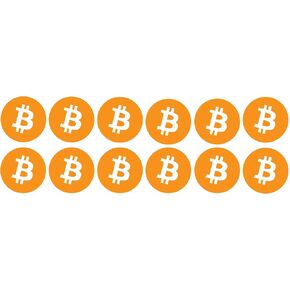 12 Pack Bitcoin Logo Sticker - BTC Bit Coin Crypto Vinyl Decal for Laptop Phone Car Small and Large (1" x 1" (12 Pack))