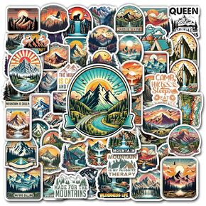 Pack 50 PCS Mountain Range Sticker Forest Waterproof Mountainous Climbing Vinyl Decals Items for Teens Adults Sports Lovers Decor Water Bottles Phone Case Bumper Helmet