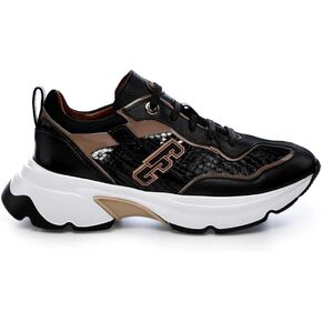 FRANCO CUADRA Women's Sneakers in Genuine Python and Bovine Leather A02PBTS Black