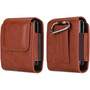 Flip Cell Phone Case Belt Clip Holster for Samsung Galaxy Z Flip 4, Galaxy Z Flip 3 5G, Galaxy Z Flip 5G, Motorola Razr 5G,Razr 2019 PU Leather Belt Loop Phone Holder Pouch Magnetic Closure (A- Brown)